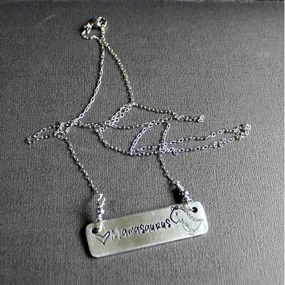 Mamasaurus Necklace - Hand Stamped Jewelry - image2